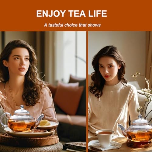 Glass Teapot Stovetop Safe, Heat-Resistant Clear Teapot with Removable glass Infuser, Loose Leaf and Blooming Tea Maker （20.3 OZ) - Image 4