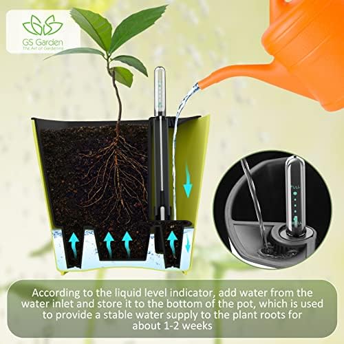 Self Watering Planters for Indoor Plants 7 inch Flower Pot with Water Level Indicator Lemon Green 3 Pack African Violet Self Watering Pots for All Orchid Agave - Image 5