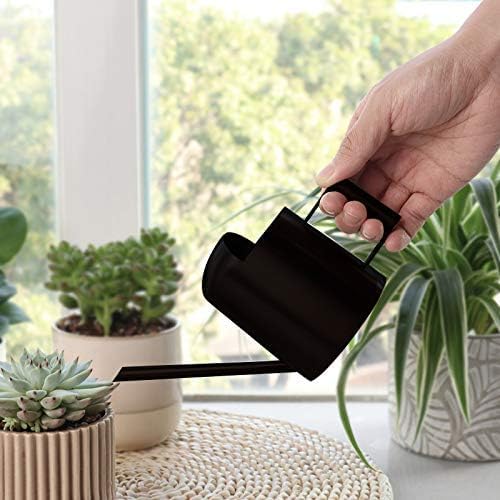 Mini Watering Can, 10oz/300ml Stainless Steel Long Spout Small Watering Can for Indoor Plants Succulents, Herbs (Black) - Image 2