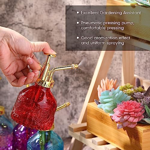 8 Pcs Glass Plant Mister Spray Bottle 200ml Vintage Plant Spritzer Multicolor Succulent Watering Bottle Watering Can 6.4'' with Plastic Top Pumps for Indoor Outdoor Succulents Garden Plants (Gold) - Image 5