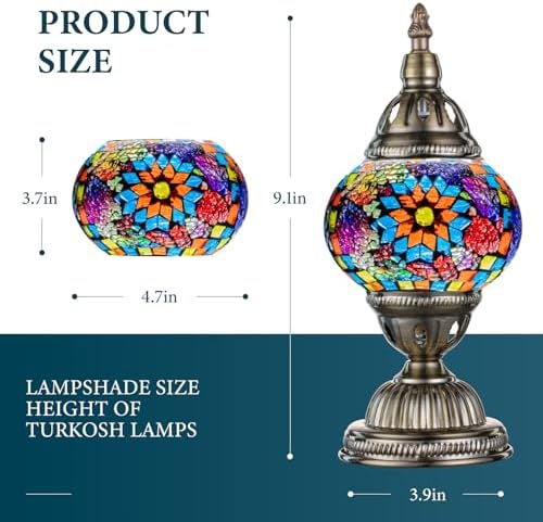 Marrakech Turkish Mosaic Lamp Stained Glass Table Lamp with Tiffany Style - Image 3