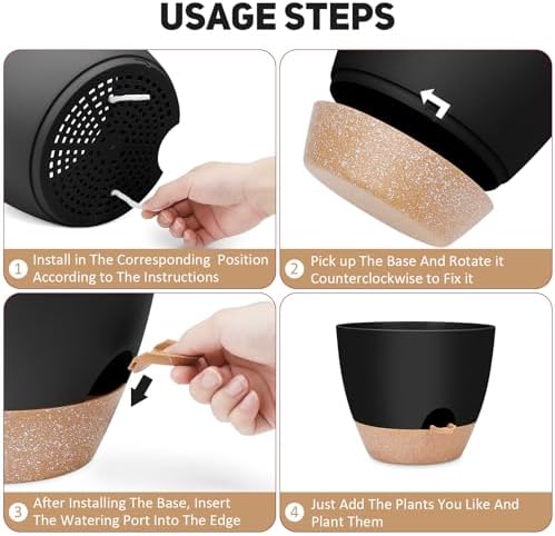 YNNICO 12 inch Large Self Watering Plant Pots for Indoor Outdoor Plants - Image 2
