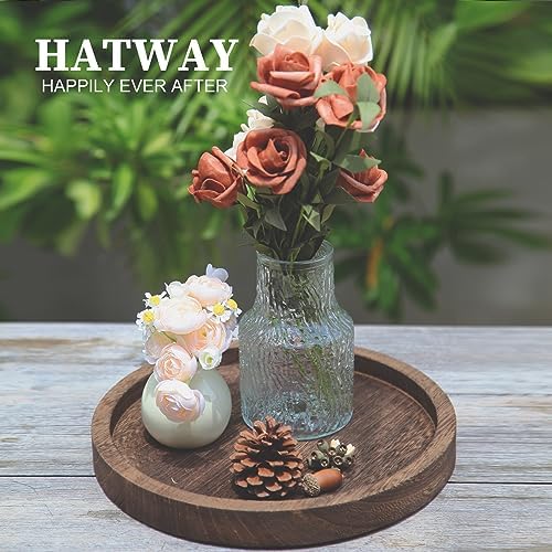 Hatway Wooden Decorative Tray Candle Holder Round Wood Tray Home Decor,Centerpieces Plates for Table centerpieces for CoffeeTable,Christmas Decor - Image 3