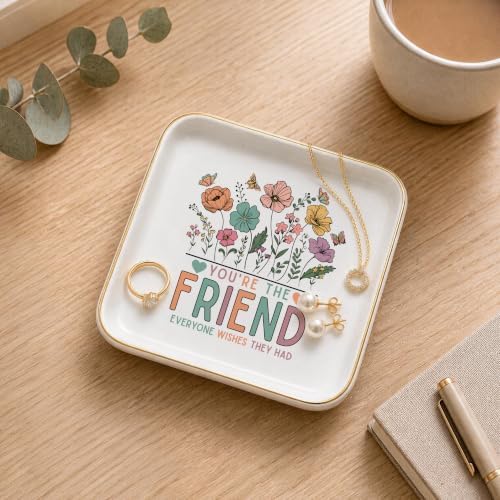 Best Friend Birthday Gifts for Women, Ceramic Wildflowers Jewelry Dish - Image 2