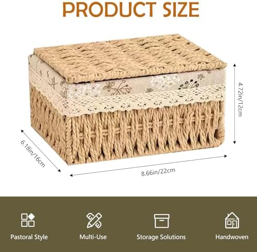 Modern Farmhouse Decor Wicker Basket – Small Storage Basket for Home, Nursery, Shelf, and Table, Decorative Basket for Storage, Shelves, and Organization - Image 2