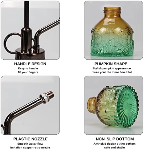 Glass Plant Mister Spray Bottle 200ML Watering Bottle with Top Pump Watering Can for Indoor Outdoor House Plants,Flowers (Brown-Green) - Image 3