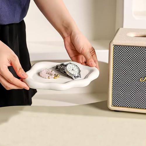 Ceramic Jewellery Dish Trinket Tray Decorative White Tray Girl Aesthetic Cloud Jewelry Trays Cosmetic Ring Key Holder Organizer Dishes Room Desk Decor - Image 5