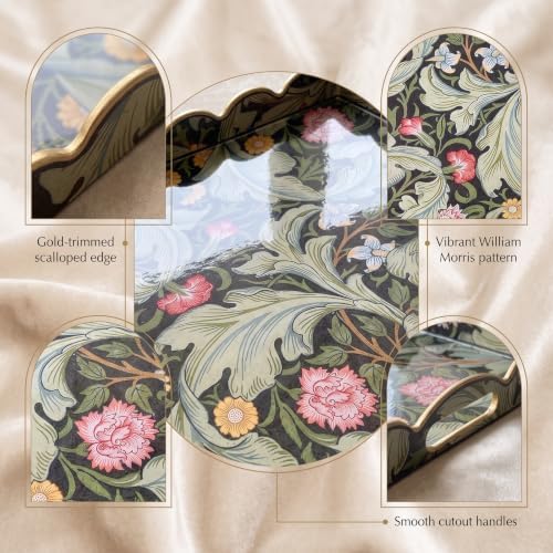12x16 Vintage Floral Serving Tray, Scalloped Decorative Tray (Green Daisy) - Image 7