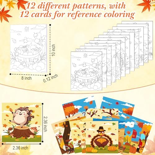 Ctosree 12 Pack Paint and Sip Kit Pre Drawn Canvas, Autumn Harvest, 10x8'' - Image 3