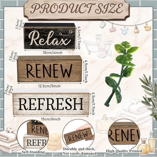Moucuny 4 Pcs Bathroom Shelf Decor Sign Farmhouse Bathroom Accessories - Image 2