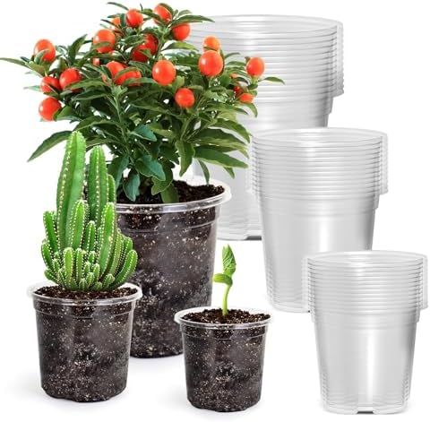 Bluepro Clear Nursery Pots with Drainage Holes, 3.5/4/5 Inch, 36-Pack by Bluepro