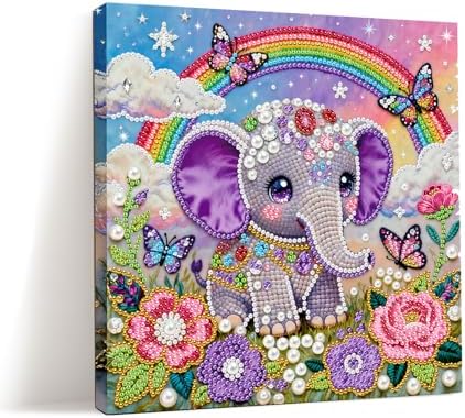 LQCrafK DIY 3D Pearl Art Painting Handcraft Kit for Adults Beginners, Home Wall Decoration, Creative Design Framed Painting with Tools-Elephant by LQCrafK