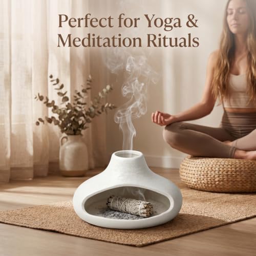 Ceramic Palo Santo Holder with Mini Chimney, Incense Holder - Image 5