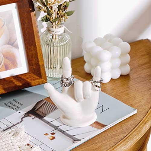 PUDDING CABIN Mothers Day Gifts for Mom Wife, Hand Ring Holder - I LOVE YOU - Wedding Ring Stand, Rings Display, Rings Organizer, Birthday Engagement Gifts for Women, Men, Couple, Home Decor - Image 2