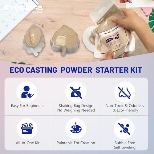 Glizma Complete Gypsum Casting Powder Kit 2 Sets 6 Leaf Trays, Home Decor DIY Beginners Crafts Kits Adults Women, Water Activated, Fast Curing, Date Night Painting Kit(Acrylic Paint Inclueded) - Image 2