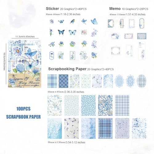 Doraking 100pcs Vintage Floral Scrapbook Paper Journaling Stickers Assorted Set, Material Paper Memo Junk Journal Supplies for Bullet Journaling Retro Crafts Planner Collage Card Album - Image 2