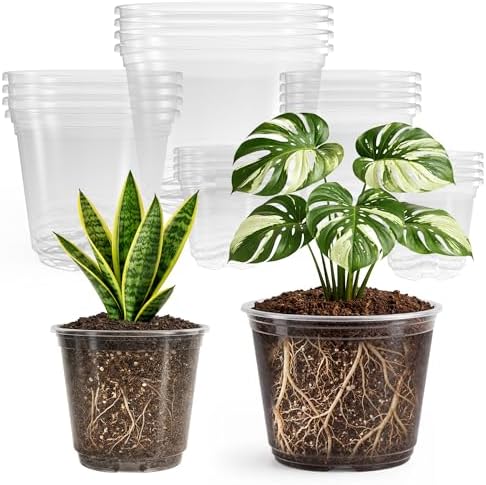Bluepro Clear Nursery Pots with Drainage, 3.5/4/5/6/8 Inch, 20-Pack by Bluepro