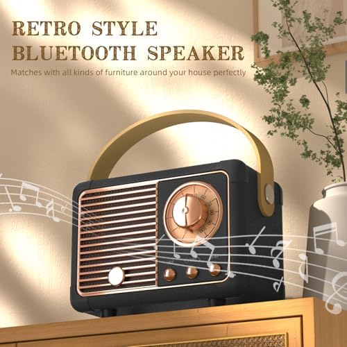 Bluetooth Speaker Retro Vintage Decor Wireless Speaker for Men Gifts Black - Image 7