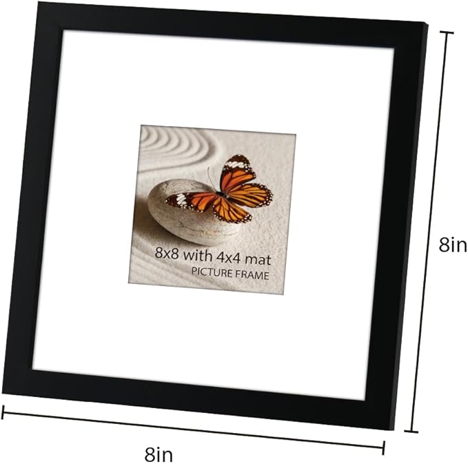 Memory Island 8x8 with 4x4 Photo Frames for Wall and Tabletop Display, 8 by 8 Black Picture Frames with HD Plexiglass, Set of 15