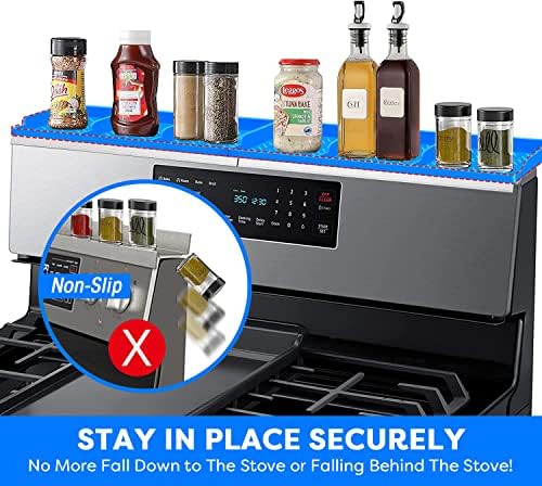 Hydream Stove Top for Shelf Silicone,30 Inch Magnetic Over the Stove Spice Rack of Shelf,Kitchen Organizer Magnet Above Stovetop Flat Back of Storage Suctioned-Blue - Image 6