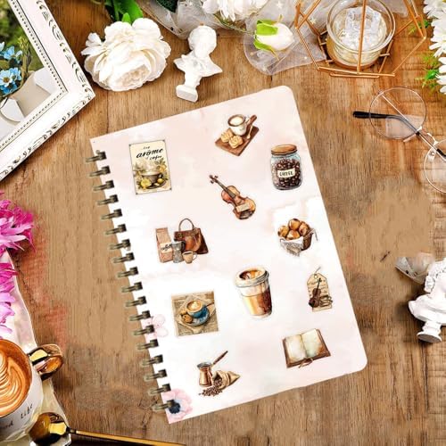 50Pcs Vintage Stickers,Waterproof Transparent PET Aesthetic Decorative Sticker Scrapbooking Supplies for Adult Card Making Letters Planner Journaling Junk Journal DIY Water Bottles Art Craft.Coffee - Image 6