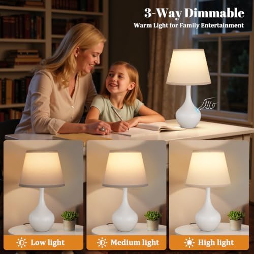 16.1" Touch Table Lamp for Nightstand, 3 Way Dimmable Small Bedroom Lamp - Image 2