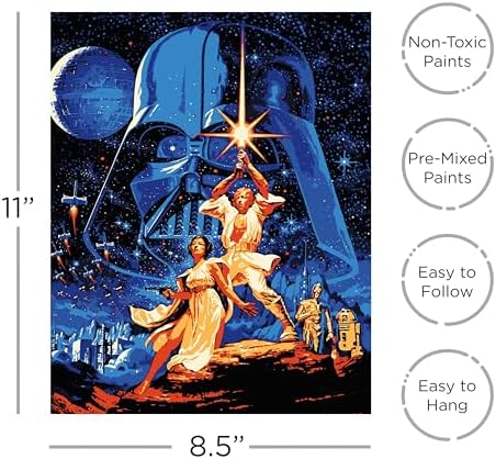 Aquarius Star Wars A New Hope Art by Numbers Mini - 8.5 x 11 in - Star Wars Themed Paint by Number for Adults & Kids - DIY Color by Number Paint Kit for Beginner - Officially Licensed - Image 2