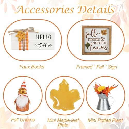 Fall Decorations for Home Indoor, Tabletop 8PCS Fall Tiered Tray Decor Set - Image 3