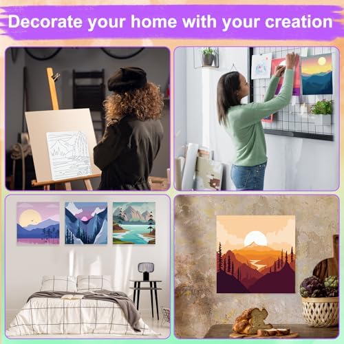Teling 12 Pcs Pre Drawn Stretched Canvas, Pre Printed Painting, Mountain - Image 4