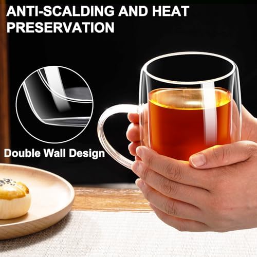 Baalaka Tea Infuser Mug, 16 fl oz Double-Wall Glass for Loose Leaf Tea (Pack of 4) - Image 4