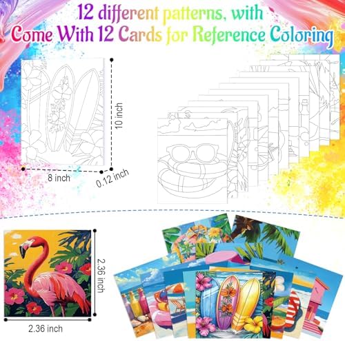 AmazingSpark 12 Set Sip and Paint Kit for Adults Pre Drawn Canvas,Hawaii - Image 4