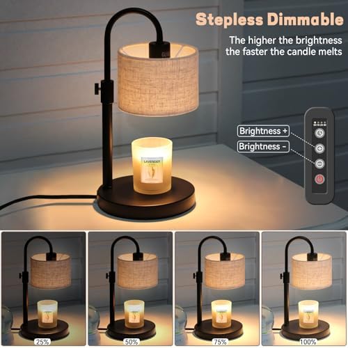 FINCMY Candle Warmer Lamp with Timer, Adjustable Height Candle Wax Warmer Candle Lamp Warmer for Jar Candles, Home Decor House Warming Gifts Compatible with Various Candles (Linen) - Image 3