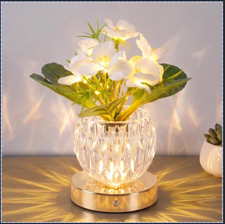 Primrose Flower Table Lamp, USB Rechargeable LED Bedside Lamp by LightYourLife