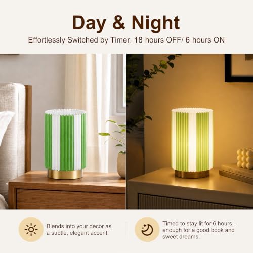 Battery Operated Lamp, Glass Cordless Table Lamp with Timer - Image 5
