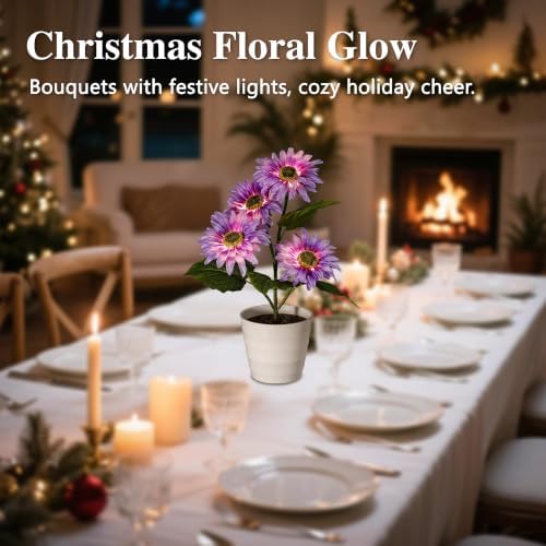 Purple Daisy Flower Table Lamp Decor Gifts for Women Birthday Christmas - Image 5