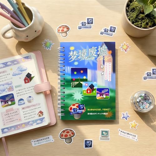 TikTok Viral Dreamcore Sticker Book– Japanese Retro Sticker Book with 30 Unique Pages, 9 Shiny, 12 Matte & 9 Smooth Sheets, Scrapbook Book for Journaling, DIY, Laptop & Phone Decoration（Dreamcore 3） - Image 3