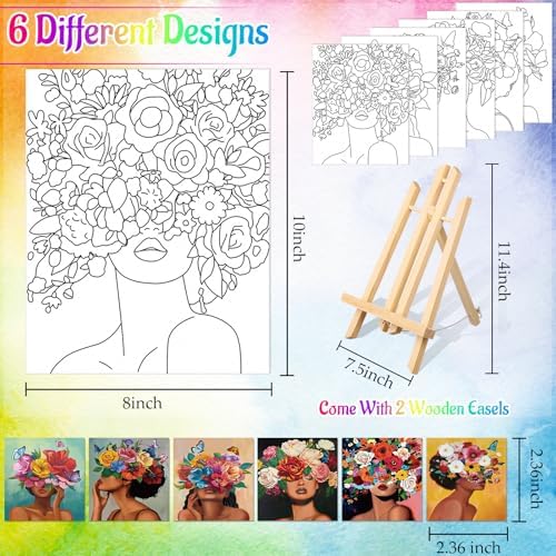 AmazingSpark 62 Pcs 6 Sets Paint Sip Kit for Adults, Art Lady - Image 4