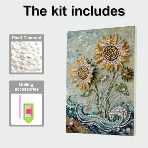 DIY Pearl Painting with Frame, Creative Design, Handmade Stress-Relieving Home Wall Decoration, Includes Frame and Tools-Sunflower - Image 7