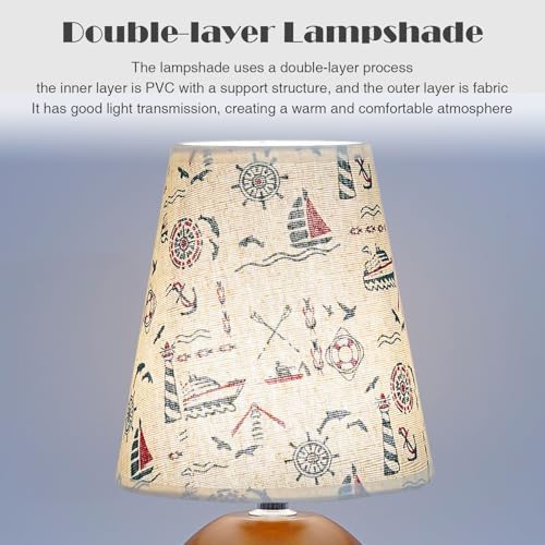 Vintage Wooden Night Lamp, Wood Base Fabric Lampshade, Adjustable Light Color and Brightness with Power-Off Memory, Safe USB Powered, Retro LED Table Light for Bedroom Living Room Office (Voyage) - Image 7