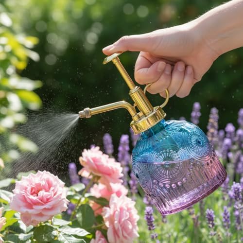 Indoor and Outdoor Potted Plant Sprayer Household Plant Glass Small Watering Can Spray Bottle Plant Sprayer Glass Spray Bottle Decorative Spray Bottle (Purple Gradient Blue) - Image 2