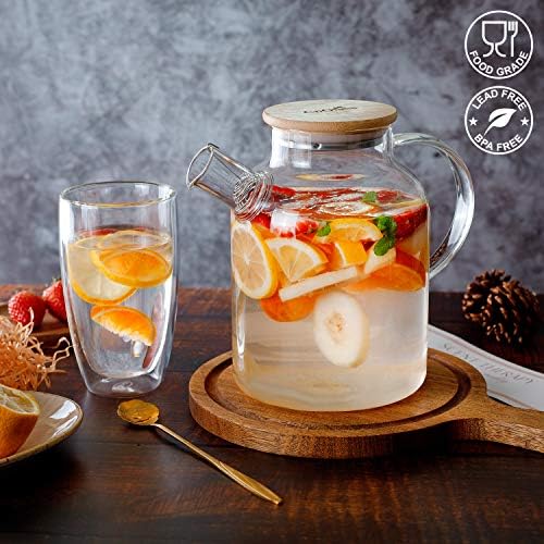 CnGlass Glass Teapot Stovetop Safe,50.7oz Clear Glass Pitcher with Removable Filter Spout for Loose Leaf and Blooming Teabag - Image 5