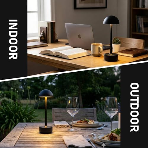 LED Cordless Table Lamp 5000mAh Rechargeable Battery Light Black - Image 5