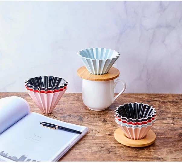 Origami Filter Cup,Ceramic Pour Over Coffee Maker, Non-Electric Pour Over Coffee Dripper, Easy Manual Brew Maker, Single Cups Porcelain for Home, Cafe, Camping, Coffee Gifts (light blue) - Image 5