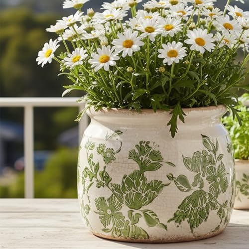 Tuscan Ceramic Indoor Plant Pot, Rustic Farmhouse Vase for Home Decor - Image 2