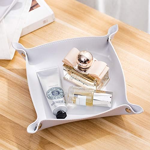 Leather Jewelry Valet Tray for Women and Man (Grey White-B) - Image 6
