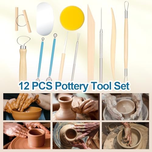 Amrules 12 Pcs Polymer Clay Sculpting Tools Kit for Adults, Light Yellow - Image 5