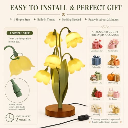 Flower Table Lamp for Bedroom, LED Cute Reading Light - Image 6