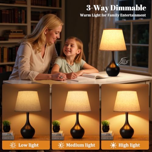 16.1" Touch Table Lamp for Nightstand, Dimmable Small Bedroom Lamp Set of 2 - Image 2