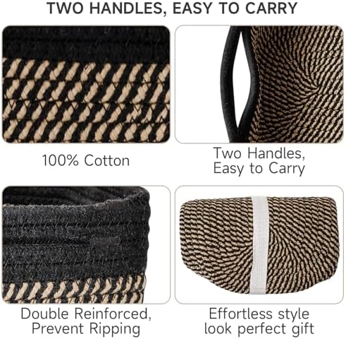 3 Pack Storage Baskets for Organizing, 13.7×9.5×6.3", Black Brown - Image 3