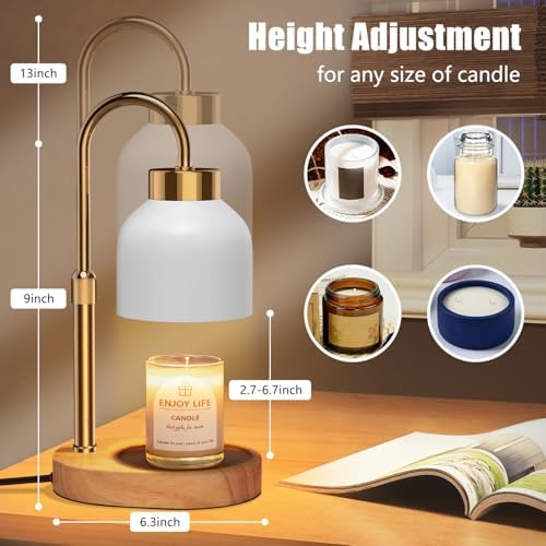 seenlast Candle Warmer Lamp with Dimmer Adjustable Height, 2/4/8H Timer,Vintage Home Decor for Scented Jar - Image 3